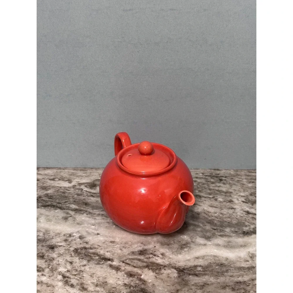 Pristine England Red Ceramic Teapot Glossy Stoneware Made‎ in England